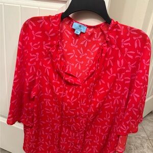 CeCe Red Floral Women's Blouse